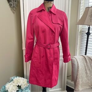 Gallery Petitie Vibrant Pink Double-Breasted Trench Coat for spring